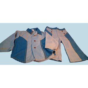 Mcm Kids Two Tone Denim Button Up Shirt Pants Set Blue NOS New